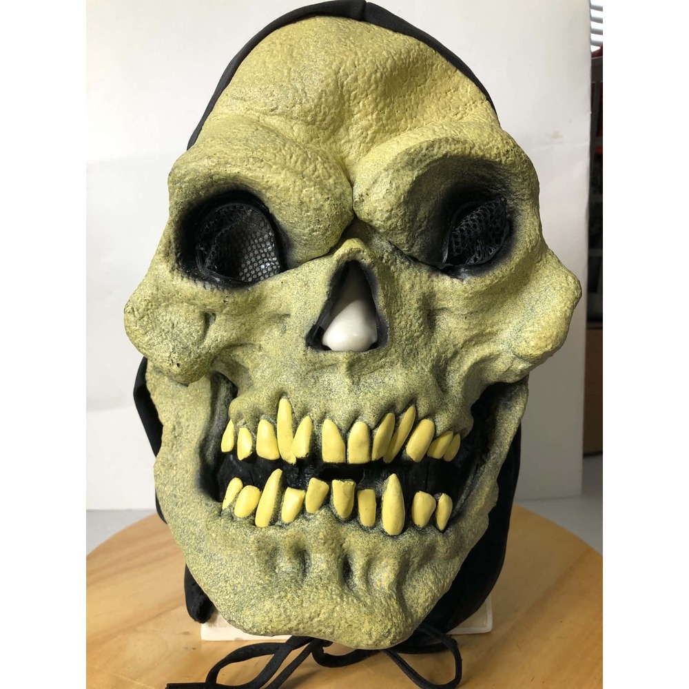 Vintage 90s Paper Magic Group Skull Mask Halloween Adult OS Hooded Grim Reaper - Picture 2 of 14